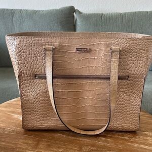 Kate Spade Beige Croc-Patterned Tote